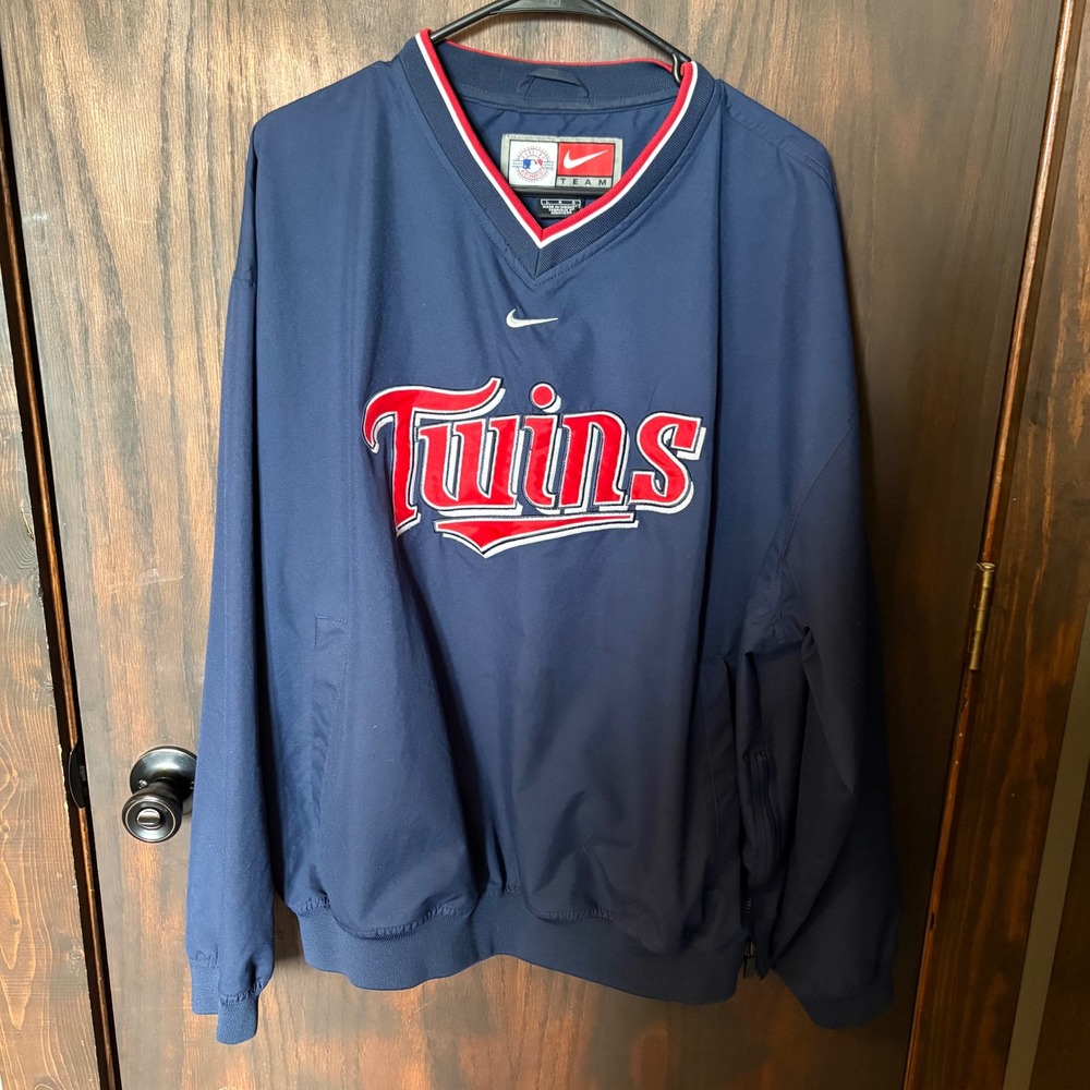 Nike Team MLB Minnesota Twins Pullover Windshirt Navy Blue Mens Large Vintage